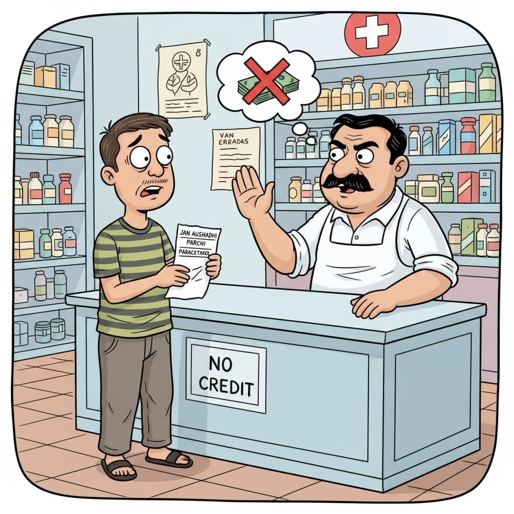 जन औषधी केंद्र से खरीदी लेने पर मेडिकल शॉप से दवा देने से किया इंकार 
