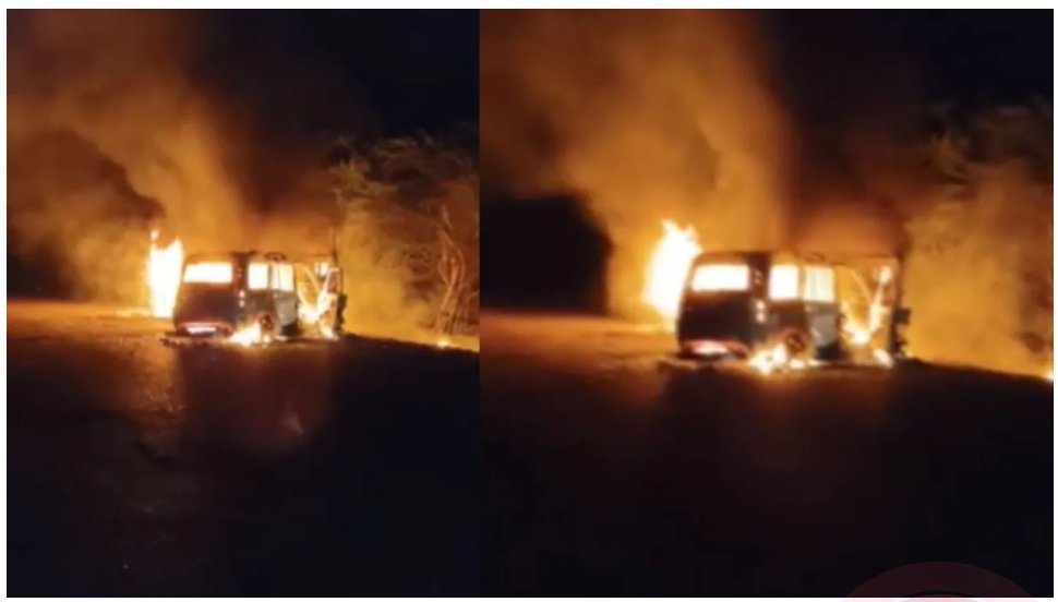 ट्रेलर से टक्कर के बाद स्कॉर्पियो में बैठे चार लोगों की जलकर मौत