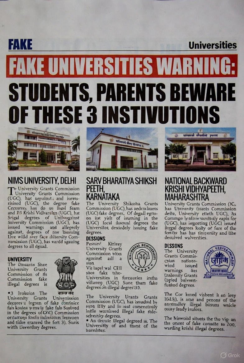 UGC की चेतावनी :  फर्जी संस्थानों से सावधान, अवैध डिग्रियां बांट रहे हैं ये संस्थान