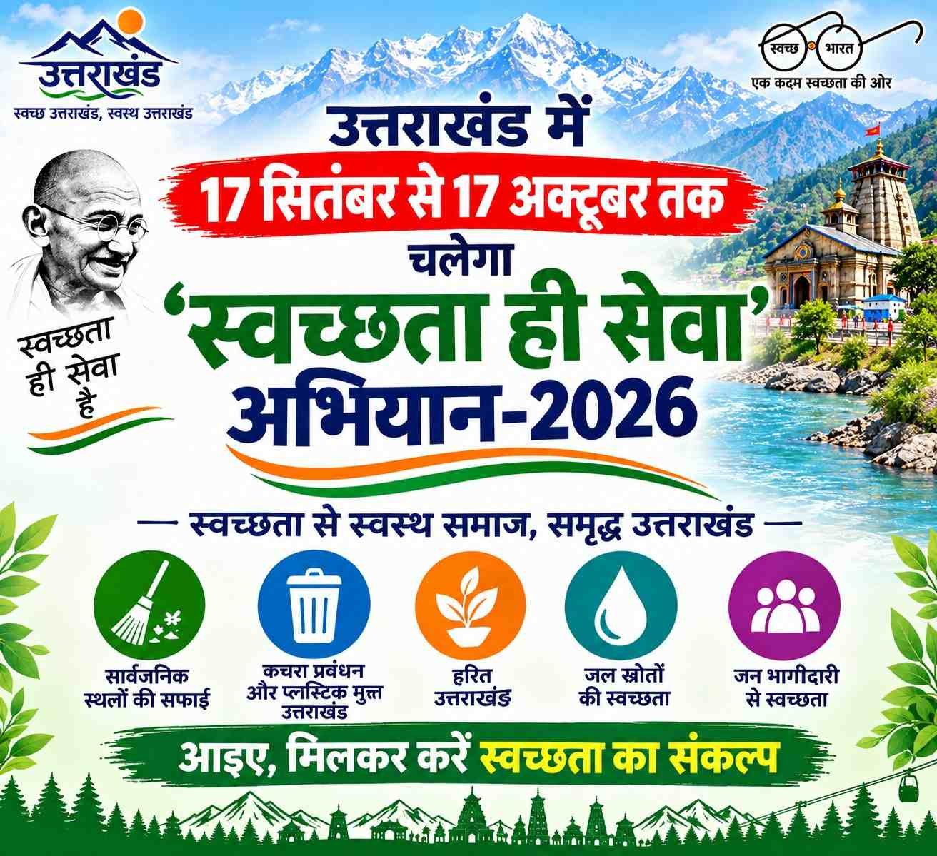 17 सितंबर से 17 अक्टूबर तक चलेगा ‘स्वच्छता ही सेवा अभियान-2026